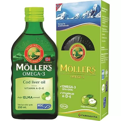 Möller's Omega 3 Doğal Elma Aromalı Balık Yağı Şurubu 250 ml