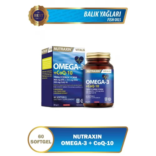 Nutraxin Vitals Omega-3 + Co-Q10 60 Softgel